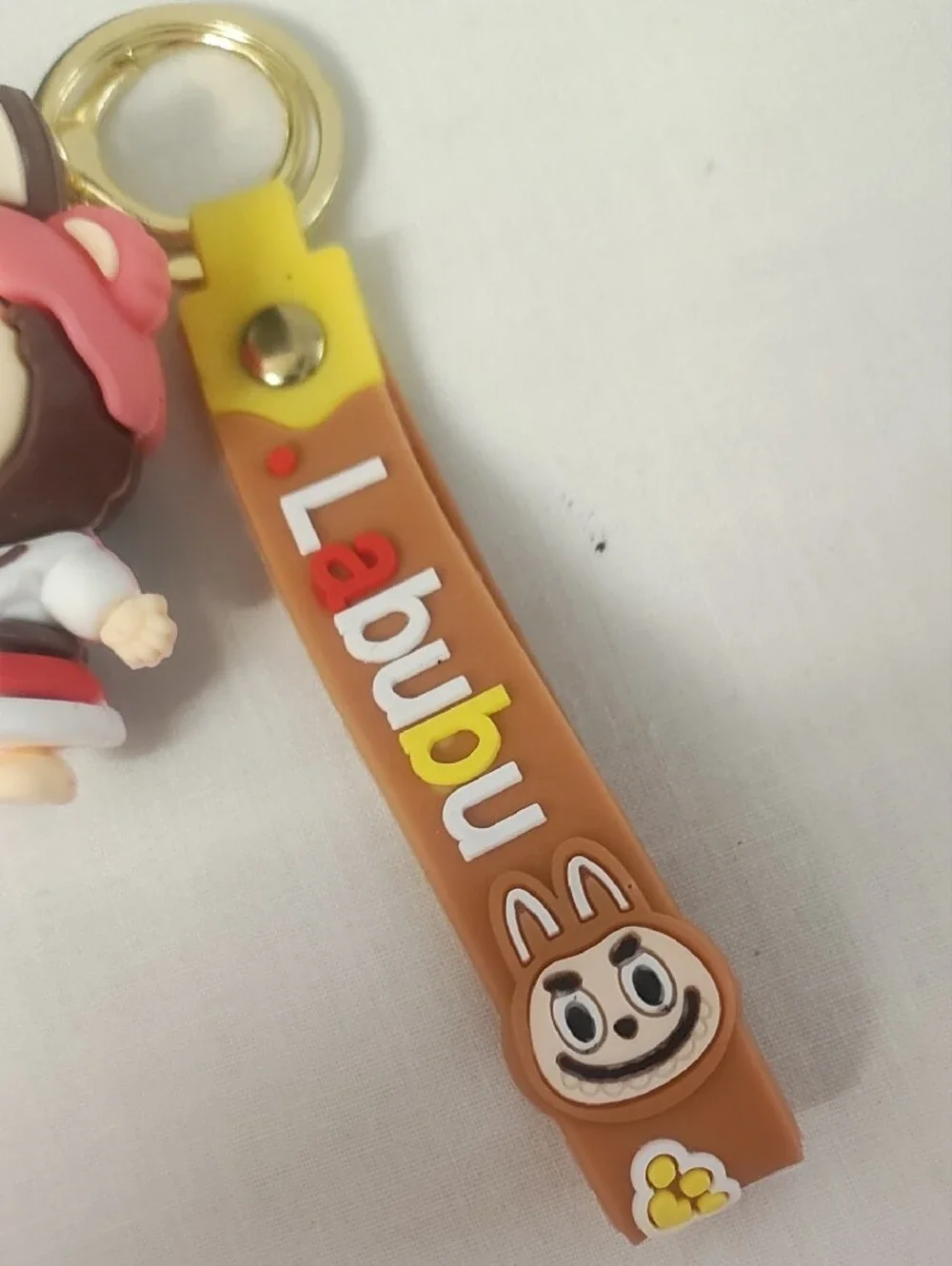 Labubu Brown & Pink Character Keychain with Strap